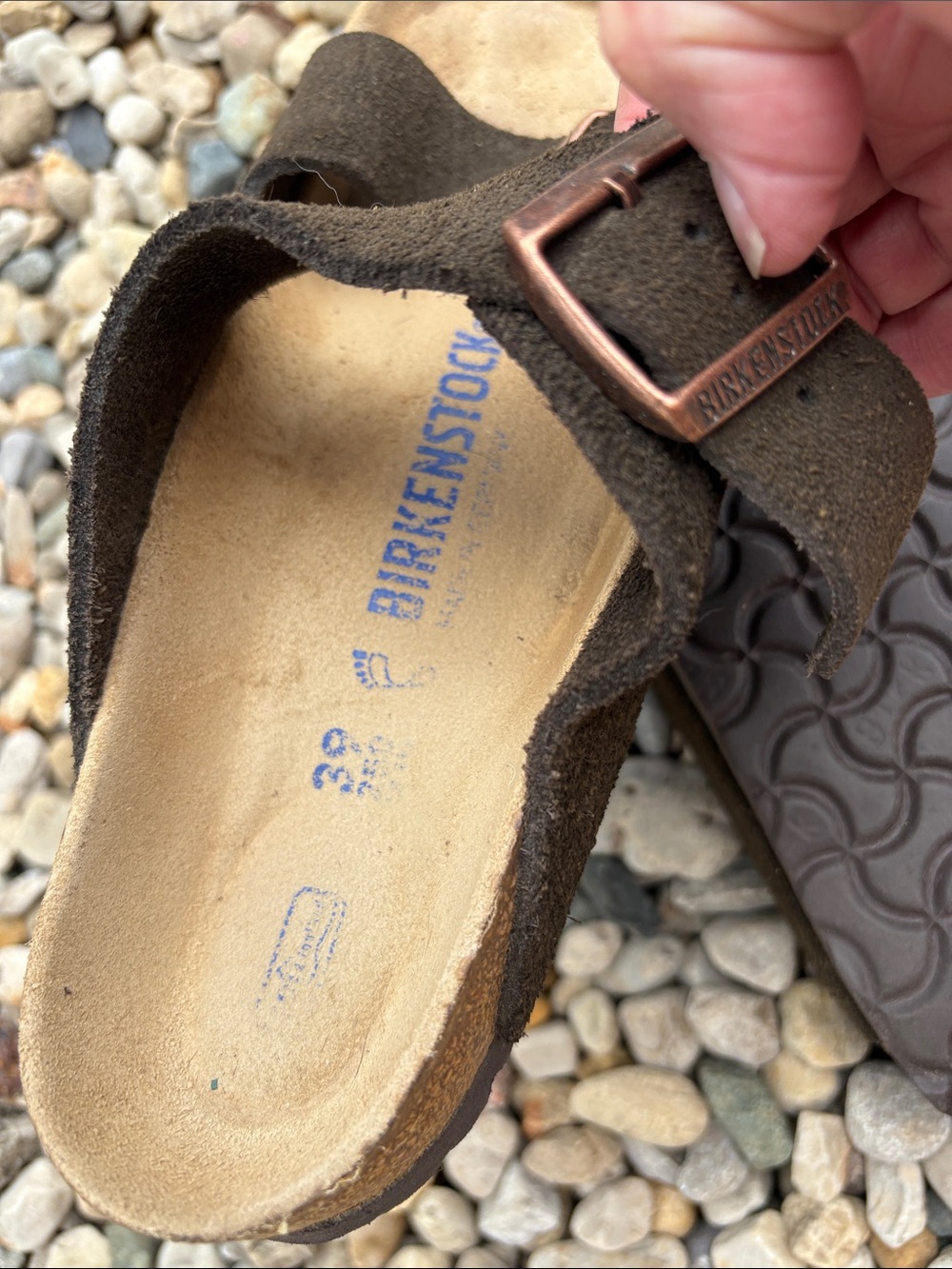 Birkenstock Brown Suede Two-Strap Sandals with Buckles - Picture 5 of 6